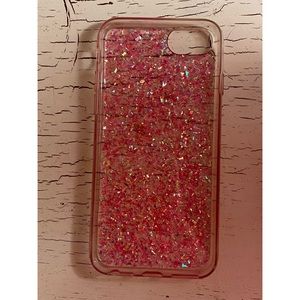 Slim, Clear, and Pink Chunky Glitter iPhone8 Case